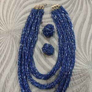 Vintage necklace with earrings very unique handmade